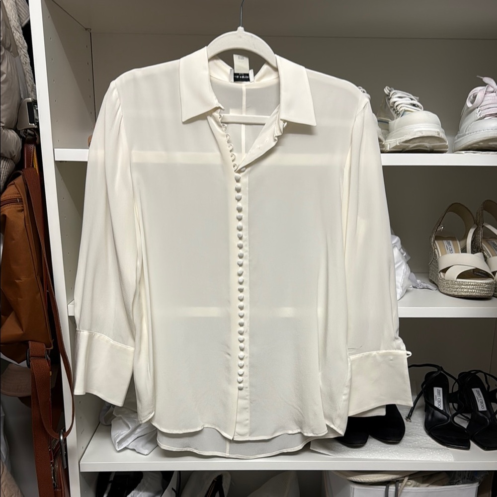 Club Monaco Cream Button-Down Blouse